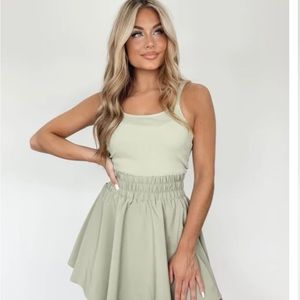 Olive Green Athletic Dress with built in shorts